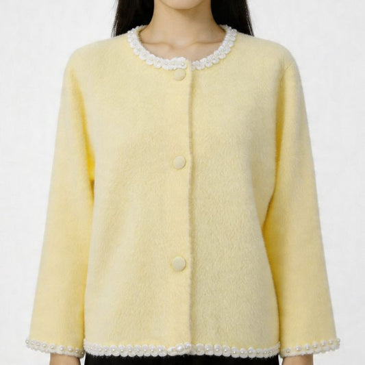 Floral Pearl Embellishments Soft Cardigan