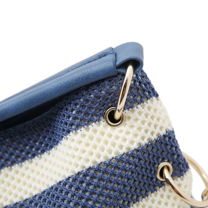 Large Striped Tote Bag with 3D Floral Detail | Women’s Shoulder Shopper Handbag | Casual Travel Beach Bag