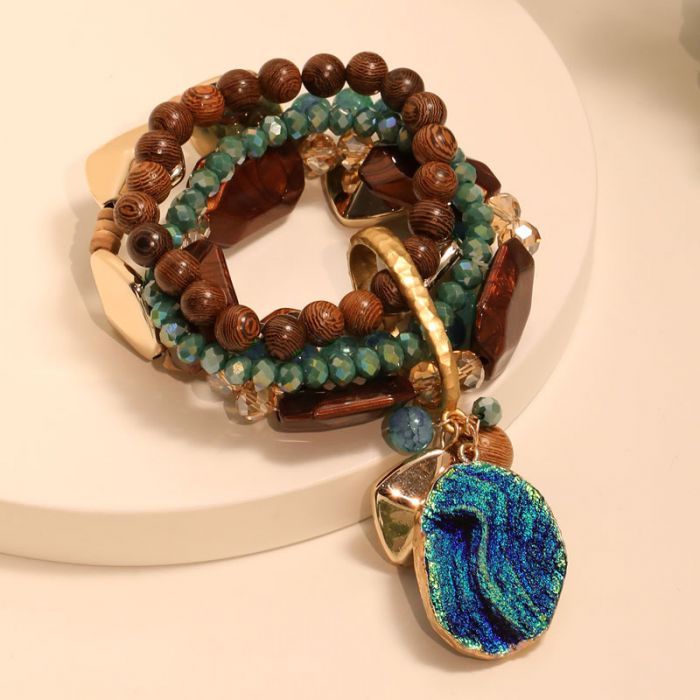 Natural Wood Bead Bracelet | Handmade Boho Bracelet for Women & Men