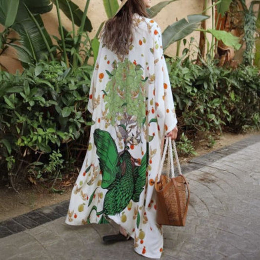 Women’s Printed Kimono Robe – Lightweight Boho Floral Cardigan Cover-Up in Elegant Design