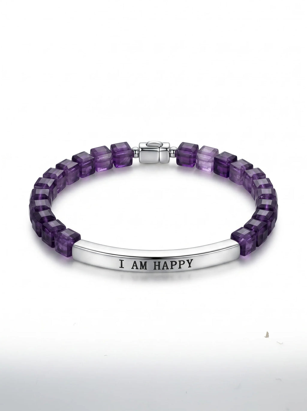 Healing Amethyst Bracelet – Inspirational Engraved Bar Bracelet for Men & Women