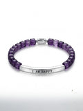 Healing Amethyst Bracelet – Inspirational Engraved Bar Bracelet for Men & Women