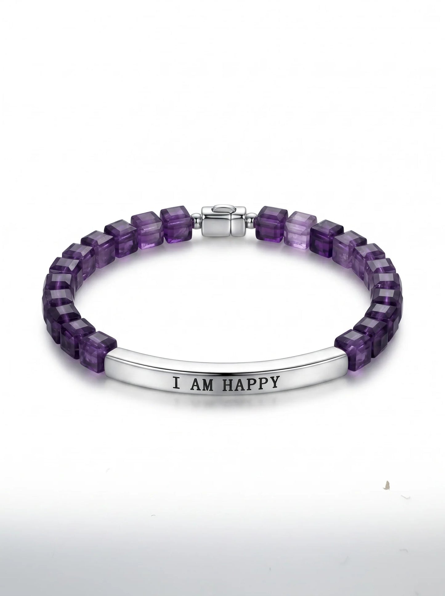 Healing Amethyst Bracelet – Inspirational Engraved Bar Bracelet for Men & Women