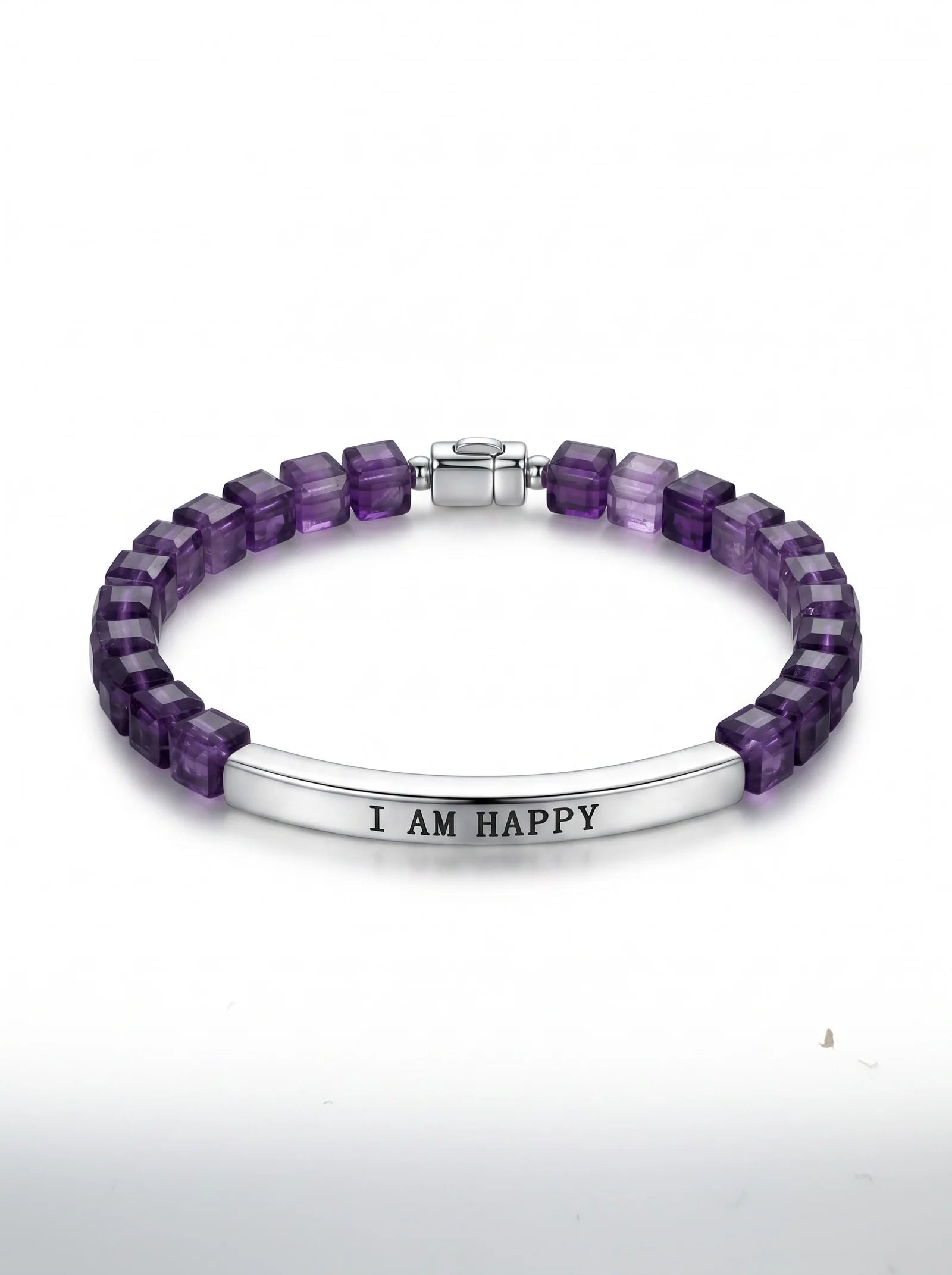 Healing Amethyst Bracelet – Inspirational Engraved Bar Bracelet for Men & Women
