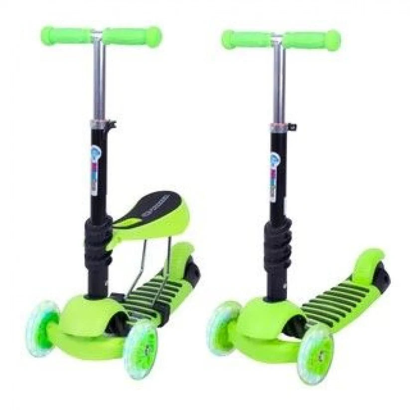 3-in-1 Kids Scooter with Removable Seat | Adjustable Height Foldable Kick Scooter | LED 3-Wheel Ride-On Scooter for Boys & Girls