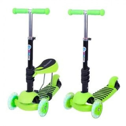 3-in-1 Kids Scooter with Removable Seat | Adjustable Height Foldable Kick Scooter | LED 3-Wheel Ride-On Scooter for Boys & Girls