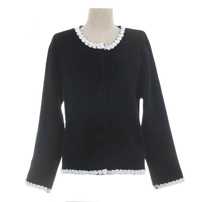 Floral Pearl Embellishments Soft Cardigan