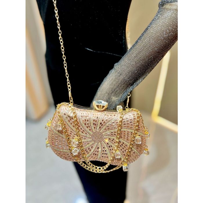 Crystal Clutch Bag with Beaded Chain Strap | Luxury Rhinestone Evening Bag for Weddings, Parties & Prom