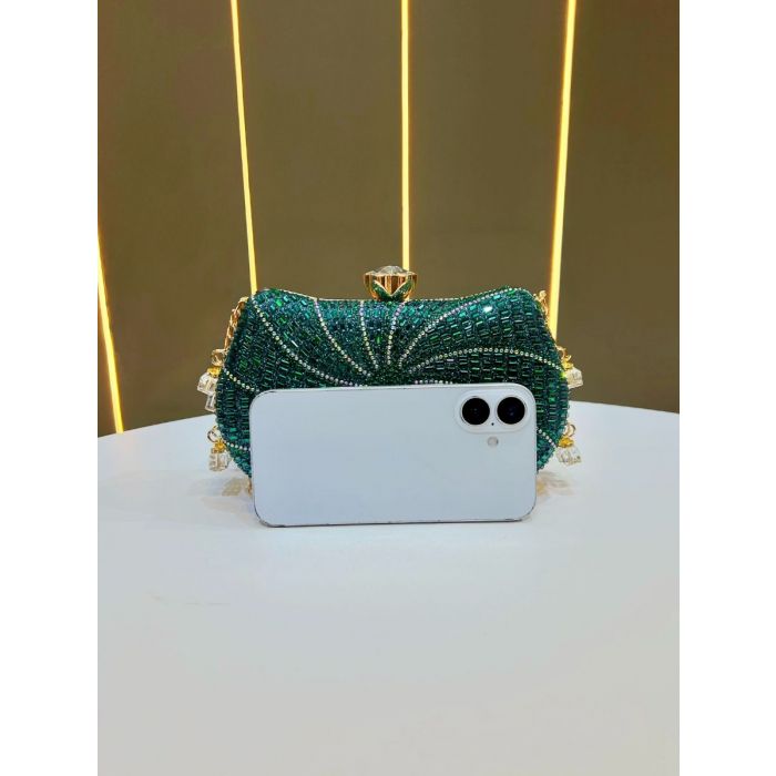 Crystal Clutch Bag with Beaded Chain Strap | Luxury Rhinestone Evening Bag for Weddings, Parties & Prom