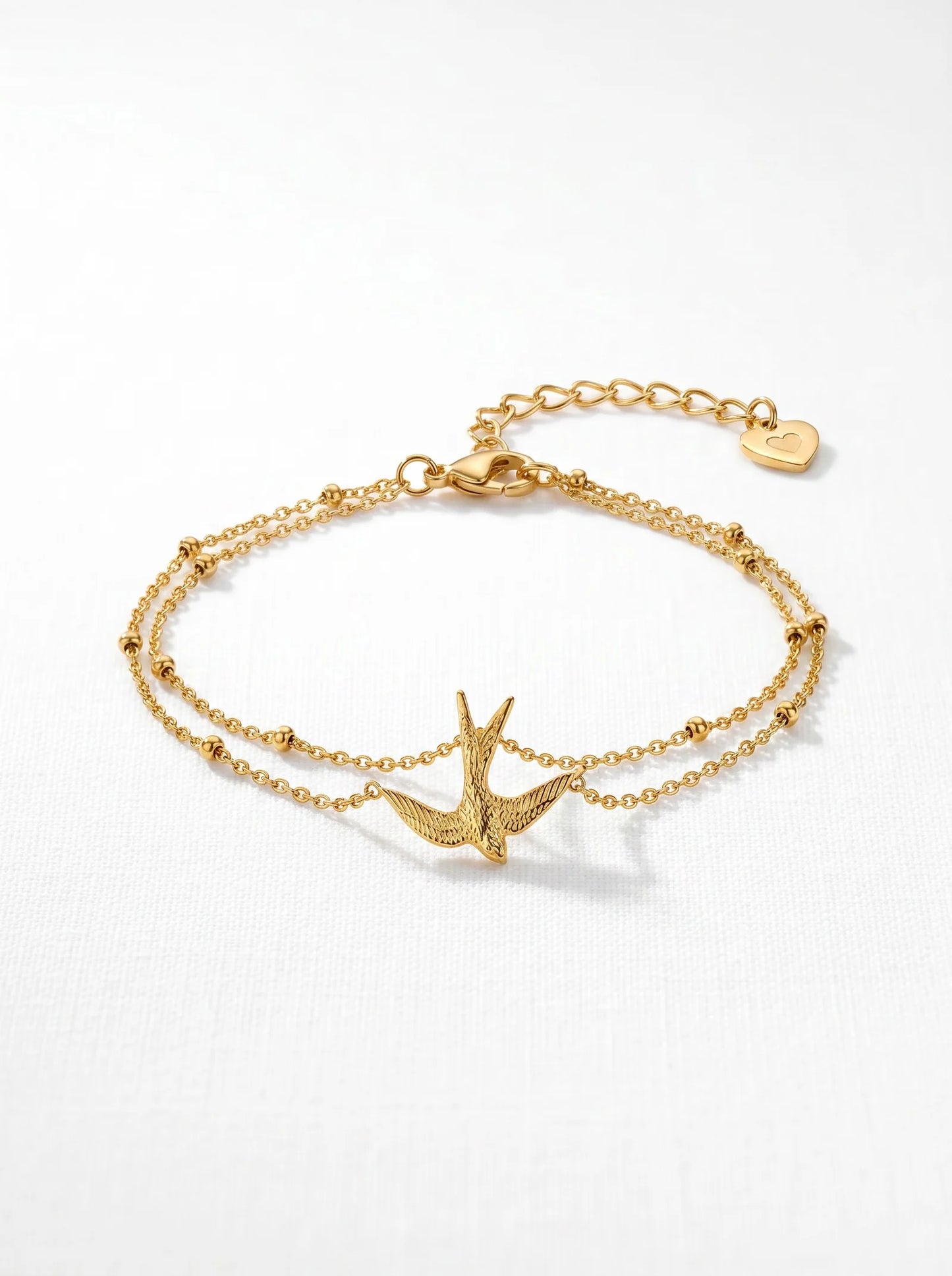 Elegant Silver Butterfly & Swallow Bird Charm Bracelet | Minimalist Adjustable Chain Bracelet for Women