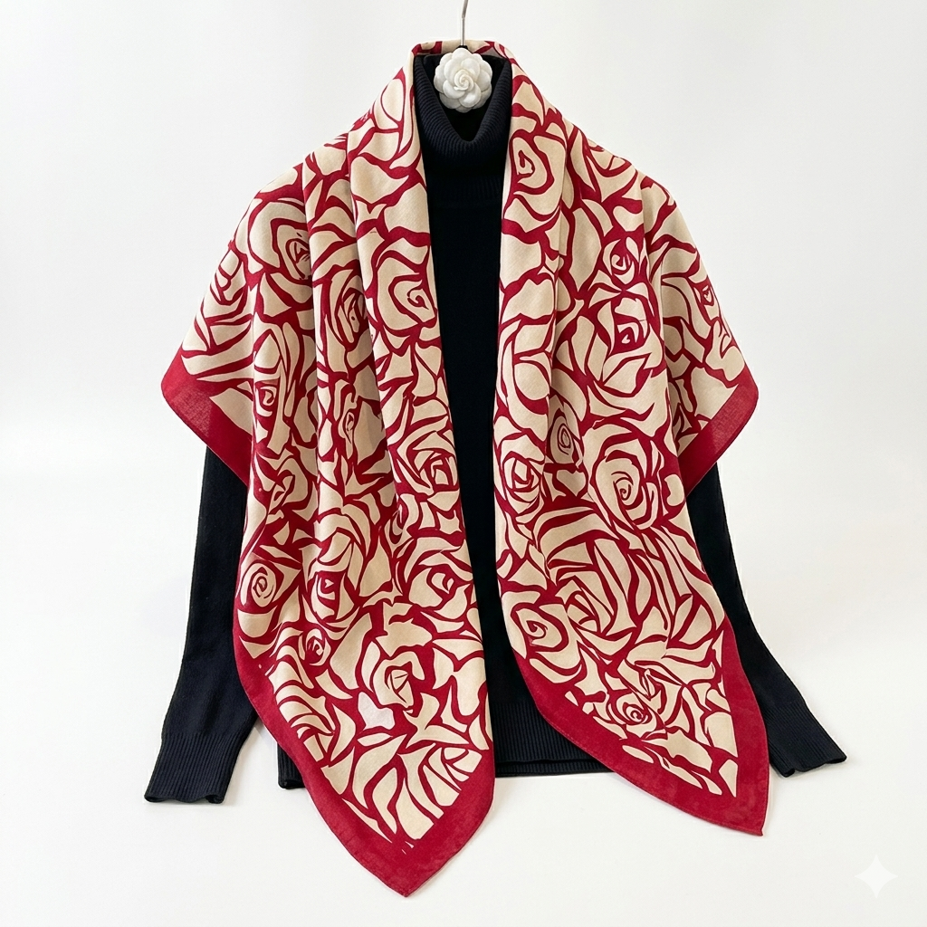Women’s Cotton Square Scarf – Soft Lightweight Fashion Neck Head Scarf