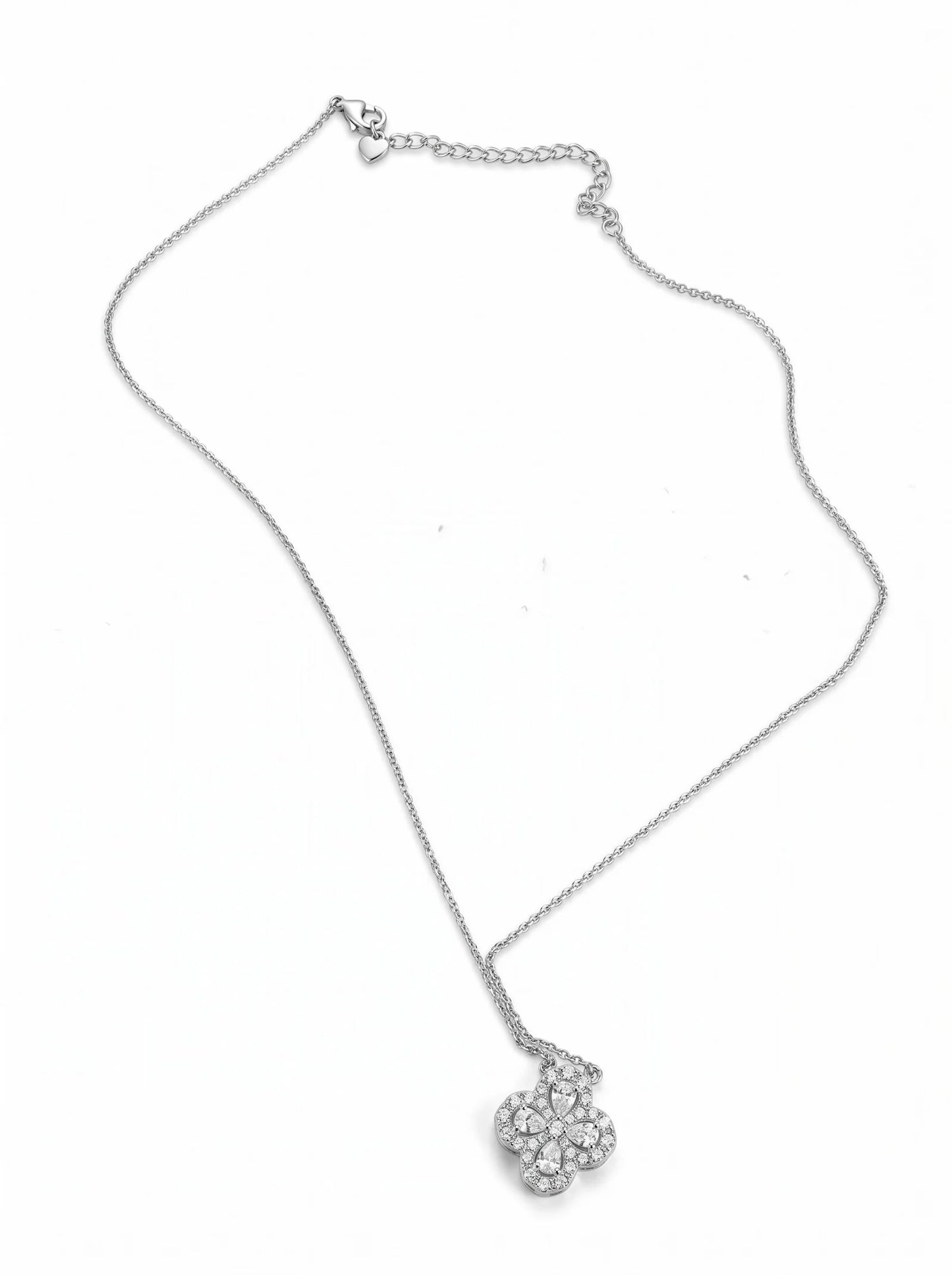 Sparkling Four-Leaf Clover Gold & Silver Necklace | Lucky Charm Jewelry
