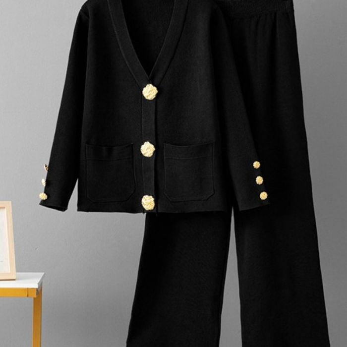 Knit 2 Button-Down Cardigan & Wide-Leg Trousers 👖