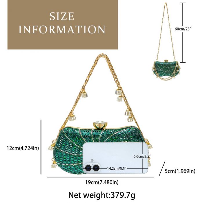 Crystal Clutch Bag with Beaded Chain Strap | Luxury Rhinestone Evening Bag for Weddings, Parties & Prom