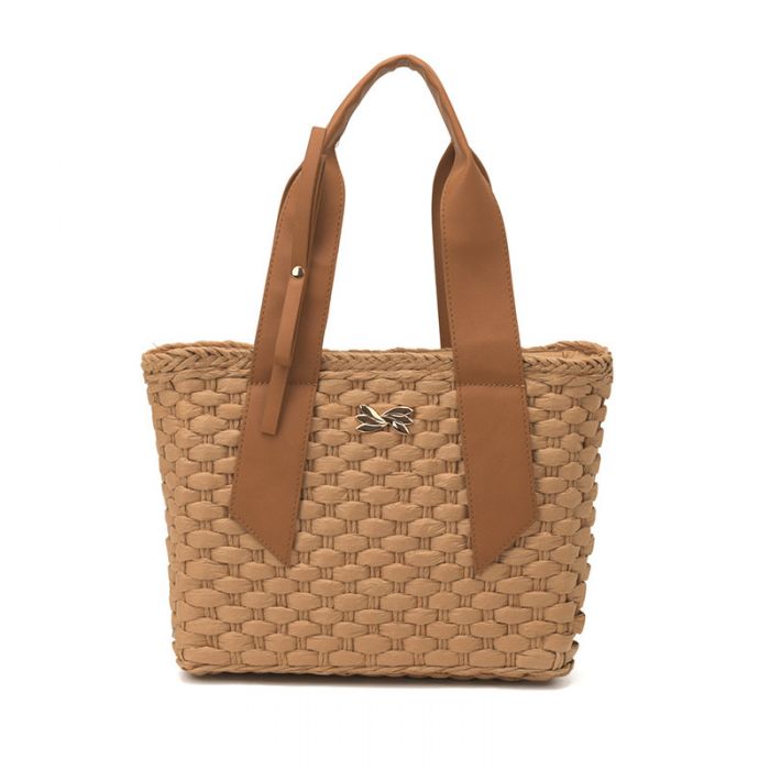 Summer Woven Straw Handbag & Metallic Accent