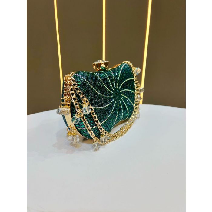 Crystal Clutch Bag with Beaded Chain Strap | Luxury Rhinestone Evening Bag for Weddings, Parties & Prom