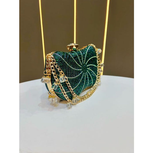 Crystal Clutch Bag with Beaded Chain Strap | Luxury Rhinestone Evening Bag for Weddings, Parties & Prom