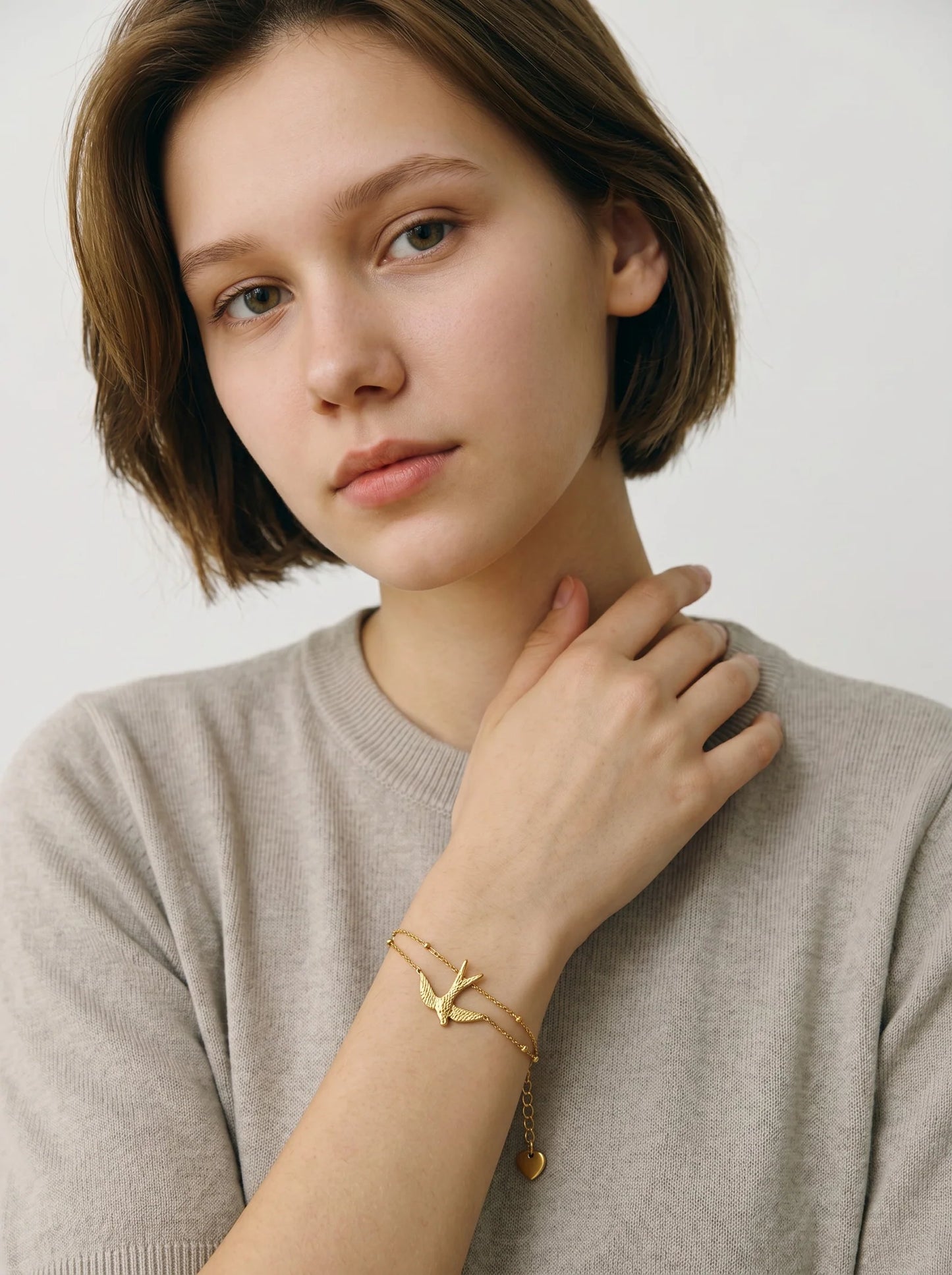Elegant Silver Butterfly & Swallow Bird Charm Bracelet | Minimalist Adjustable Chain Bracelet for Women