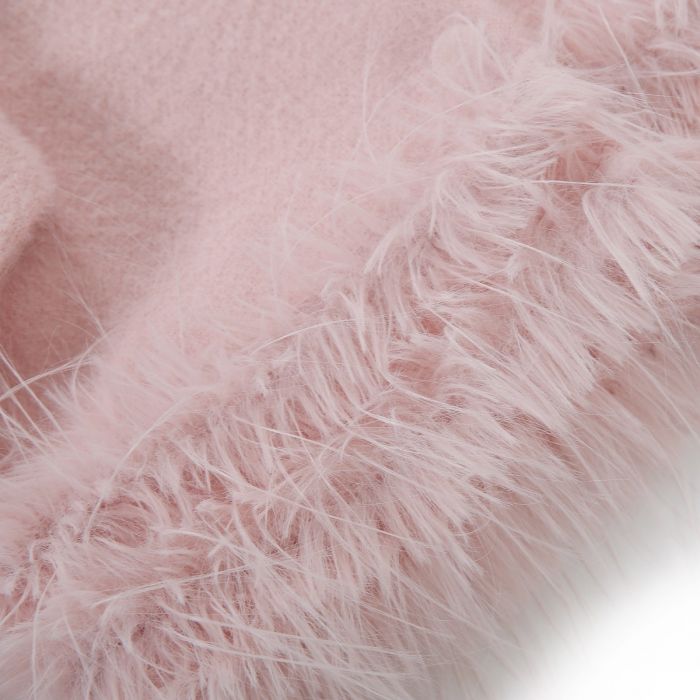 Feather-Trim Cropped Double Row Buttons Cardigan