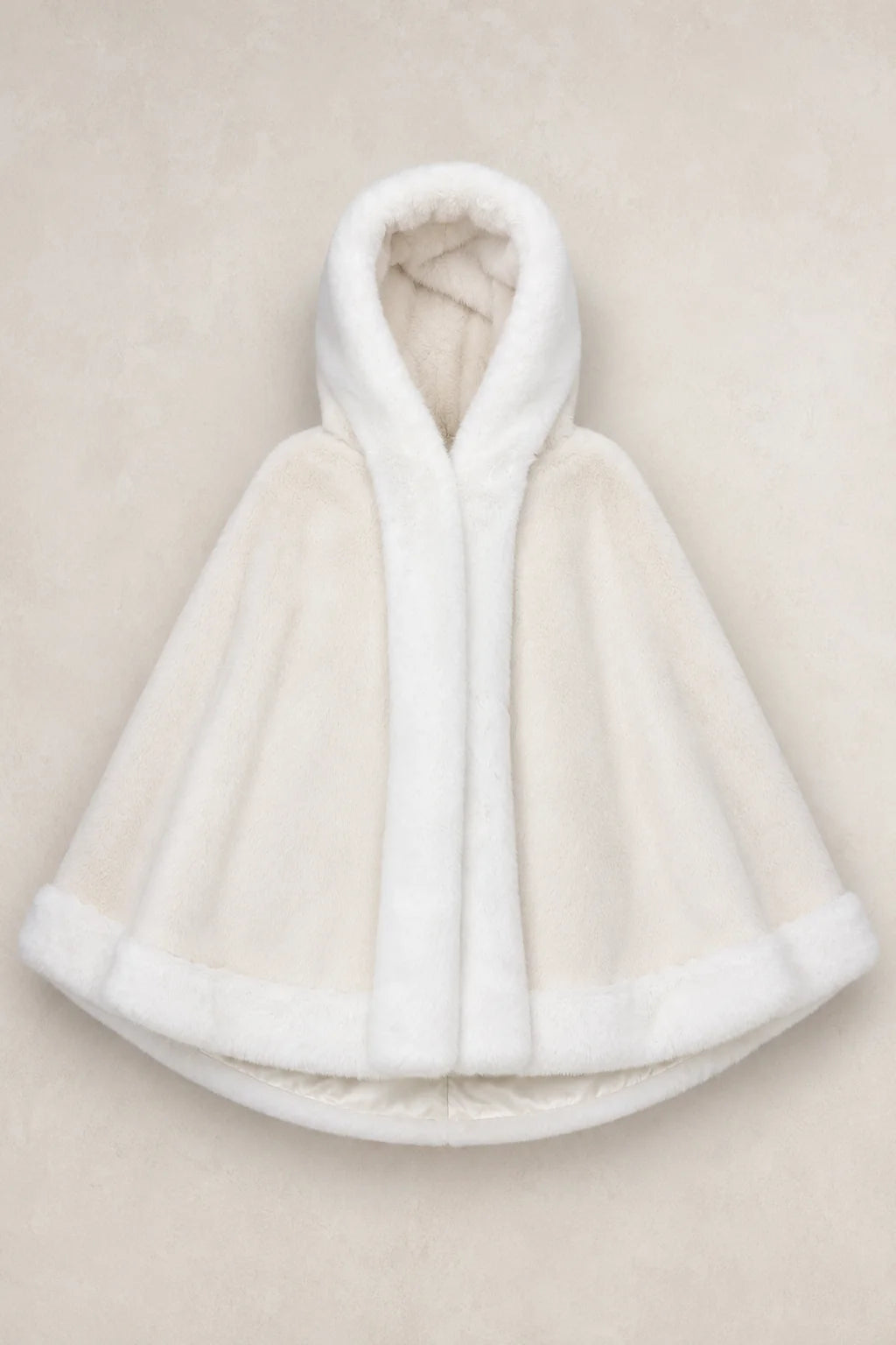 Elegant White Faux Fur Hooded Cape