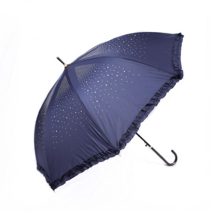Diamante Sparkly Frilly Umbrella in Vibrant Pink with Glittering Details and Ruffled Edges for a Chic Look