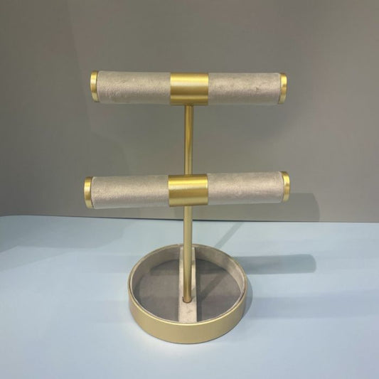 Double Roll Velvet Jewellery Stand – Grey | Soft Velvet Jewellery Display Holder for Watches, Bracelets, Bangles & Accessories