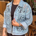 Floral Emboridered Denim Jacket with Elegant Blossom Detail