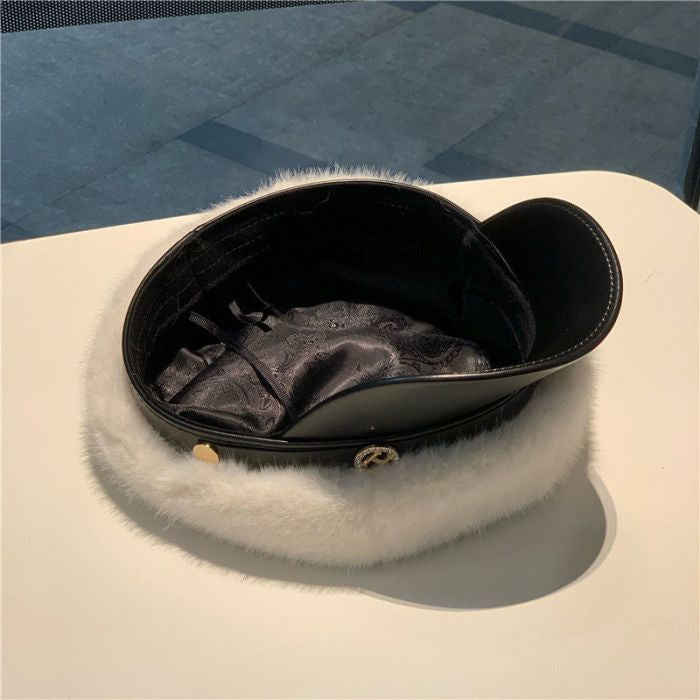 Luxurious Faux Fur Baker Boy Hat – Soft & Chic Vintage-Inspired Cap