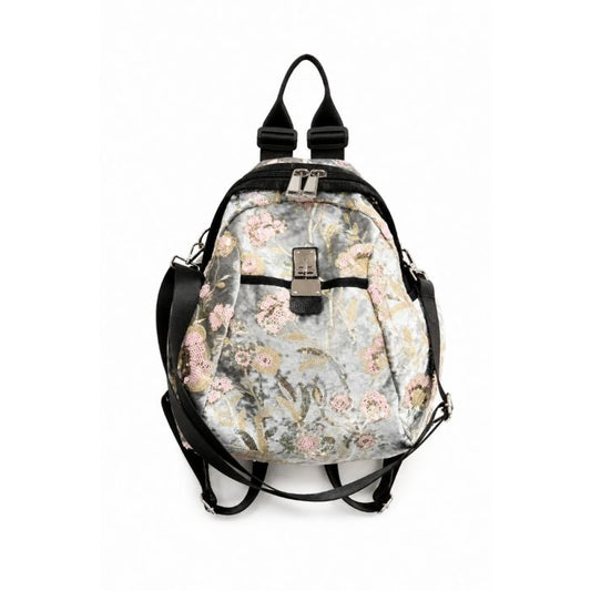 Noir Garden Sparkle Backpack – Black Floral Sequin Fashion Backpack for Women