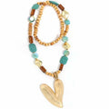 Chunky Turquoise & Wood Beaded Necklace