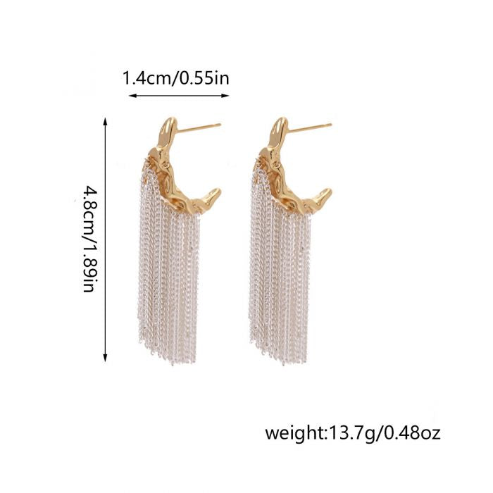 Melted Gold & Silver Fringe Hoop Earrings
