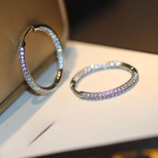 Sparkling Stone Hoop Earrings | Elegant Crystal Hoop Earrings for Women in Silver & Gold