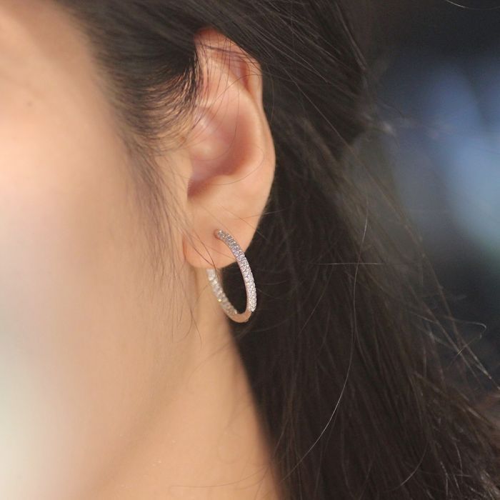 Sparkling Stone Hoop Earrings | Elegant Crystal Hoop Earrings for Women in Silver & Gold