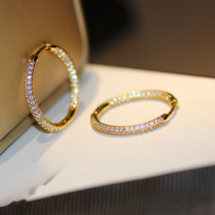 Sparkling Stone Hoop Earrings | Elegant Crystal Hoop Earrings for Women in Silver & Gold