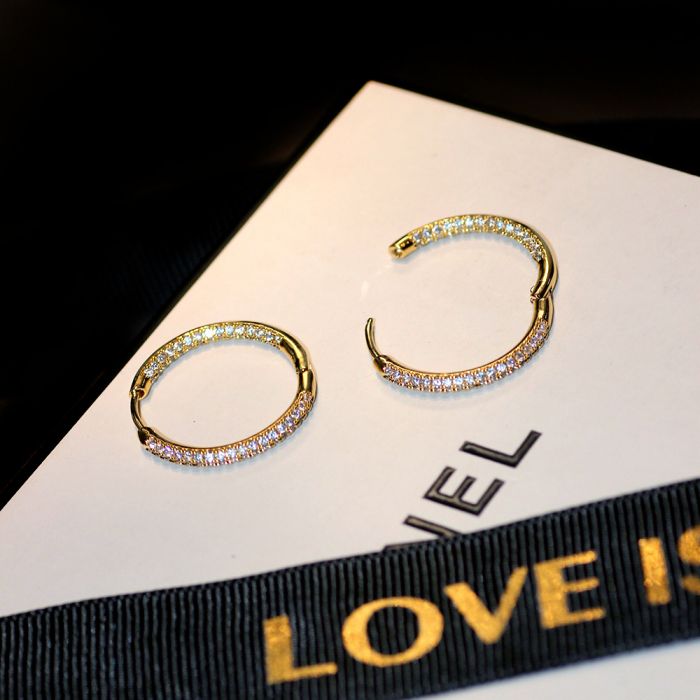 Sparkling Stone Hoop Earrings | Elegant Crystal Hoop Earrings for Women in Silver & Gold