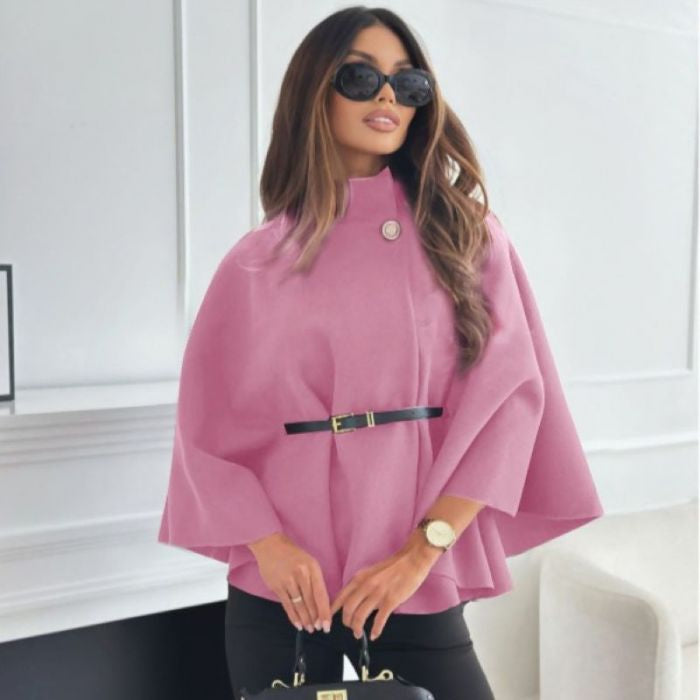 Belted Cape Sleeve Coat | Elegant Women’s Wrap Winter Coat