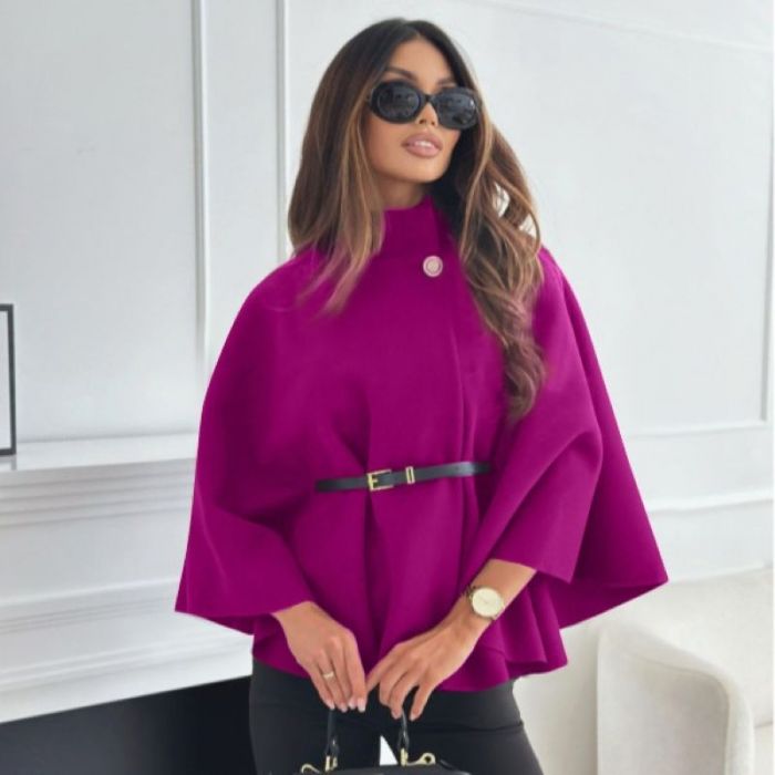 Belted Cape Sleeve Coat | Elegant Women’s Wrap Winter Coat