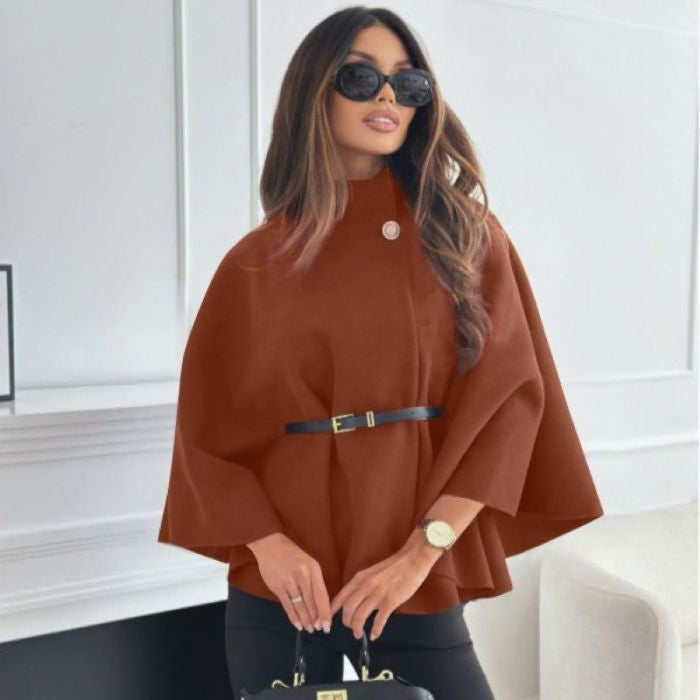 Belted Cape Sleeve Coat | Elegant Women’s Wrap Winter Coat