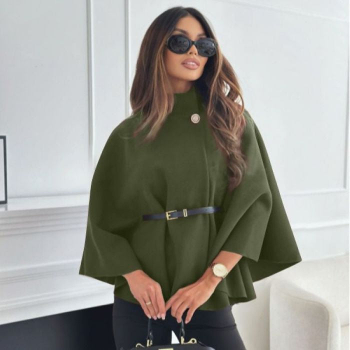 Belted Cape Sleeve Coat | Elegant Women’s Wrap Winter Coat