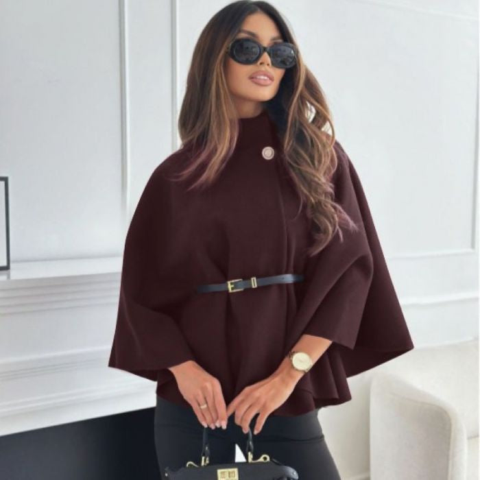 Belted Cape Sleeve Coat | Elegant Women’s Wrap Winter Coat