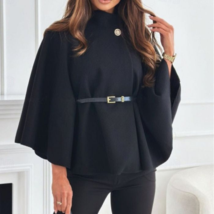 Belted Cape Sleeve Coat | Elegant Women’s Wrap Winter Coat