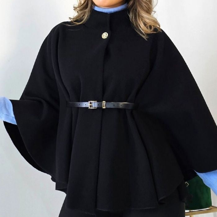 Belted Cape Sleeve Coat | Elegant Women’s Wrap Winter Coat