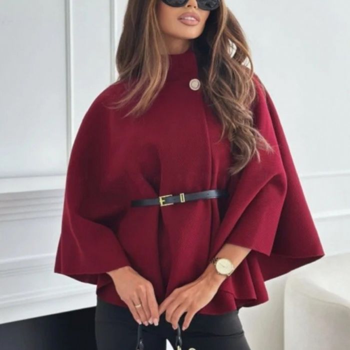 Belted Cape Sleeve Coat | Elegant Women’s Wrap Winter Coat