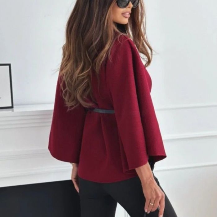 Belted Cape Sleeve Coat | Elegant Women’s Wrap Winter Coat