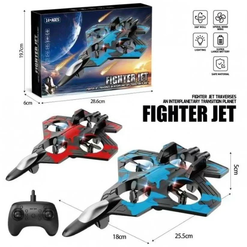 RC Fighter Jet with LED Lights & 360° Stunt Flight