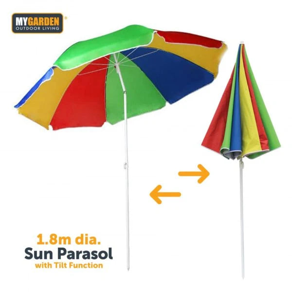 Beach Umbrella Parasol with Tilt Function 1.8 m Rainbow Colour