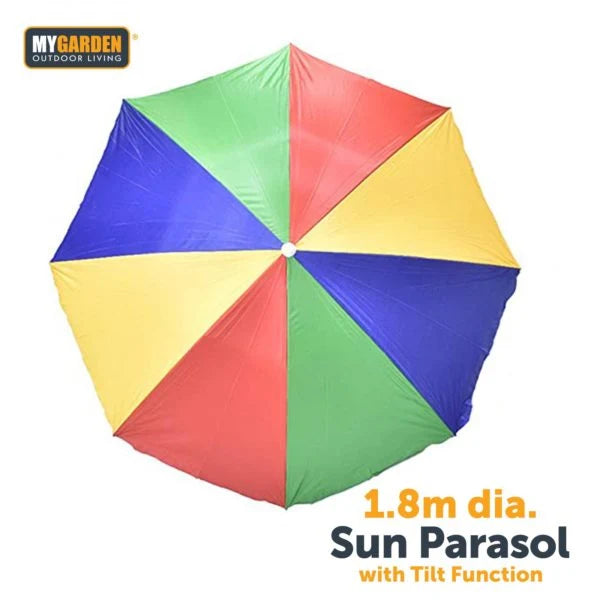 Beach Umbrella Parasol with Tilt Function 1.8 m Rainbow Colour