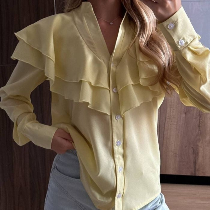 Long Sleeve Ruffle Tiered Blouse