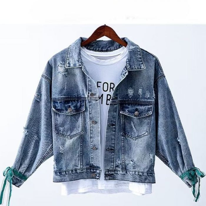 Embroidered Floral Bouquet Denim Jacket