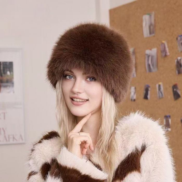 Faux Fur Soft Fluffy Winter Warm Plush Round Hat